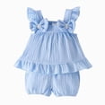 thumbnail image 1 of Leey-World Toddler Baby Girl Summer Clothes Outfit Funny Letter T Shirt Top Short Set Infant Girl Clothes 6 12 18 months 2T 3T Shorts Set(Blue,3-4 Years), 1 of 7