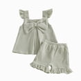 thumbnail image 1 of Leey-World Toddler Baby Girl Summer Clothes Outfit Funny Letter T Shirt Top Short Set Infant Girl Clothes 6 12 18 months 2T 3T Shorts Set(Light Green,3-4 Years), 1 of 4