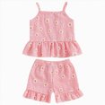 thumbnail image 1 of Leey-World Toddler Baby Girl Summer Clothes Outfit Funny Letter T Shirt Top Short Set Infant Girl Clothes 6 12 18 months 2T 3T Shorts Set(Light Pink,12-18 Months), 1 of 5