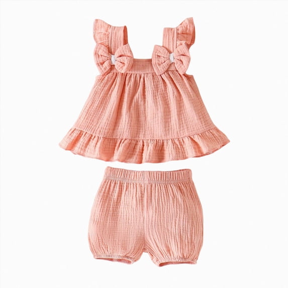 Leey-World Toddler Baby Girl Summer Clothes Outfit Funny Letter T Shirt Top Short Set Infant Girl Clothes 6 12 18 months 2T 3T Shorts Set(Pink,18-24 Months)