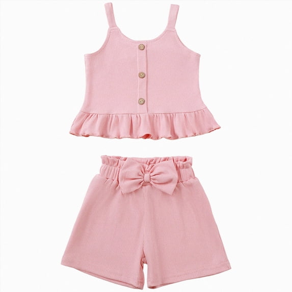 Leey-World Toddler Baby Girl Summer Clothes Outfit Funny Letter T Shirt Top Short Set Infant Girl Clothes 6 12 18 months 2T 3T Shorts Set(Pink,2-3 Years)