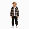 thumbnail image 1 of Leey-World Toddler Boys Clothes 2T 3T 4T 5T Boys Plaid Hoodie Button Top & Sweatpants Set 2Pcs Fall Winter Outfits for Toddler Little Kids, 1 of 9