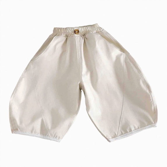 Leey-World Toddler Boys Girls Wide Leg Cotton Linen Pants Kids Summer Barrel Harem Pants Elastic Waist Long Bloomers(Beige,11-12 Years)