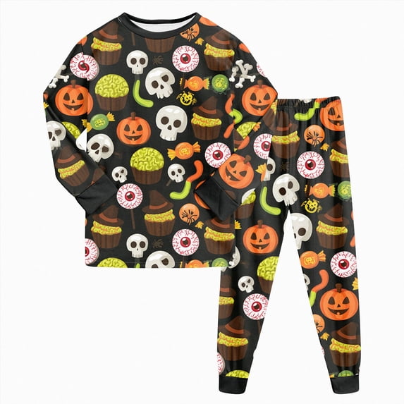 Leey-World Toddler Boys Halloween Pajamas Kids Long Sleeve Pajamas Girls Little Boys Pajamas for Toddler Clothes Set Sleepwear Long Sleeve Cotton 2 Piece Kids Pjs