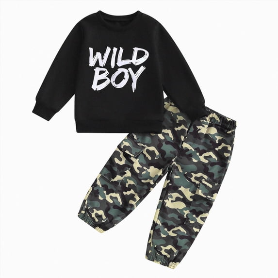 Leey-World Toddler Clothes Toddler Baby Boys Clothes Fall Winter Outfits Sweatshirt and Pants 2Pcs Soft Boys Clothing Sets 6M-5T(Black,5-6 Years)