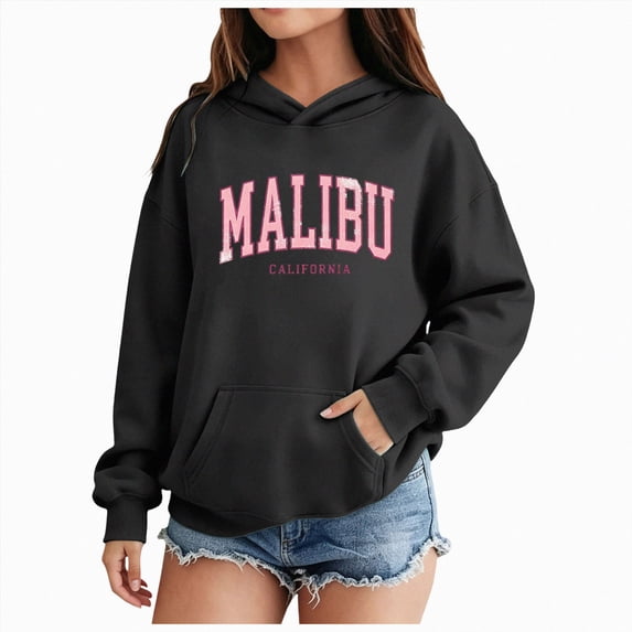 Leey-World Toddler Girl Hoodies Girl's Preppy Letter Graphic Hoodie Hooded Long Sleeve Sweatshirts Cute Pullover Tops(Black,11-12 Years)