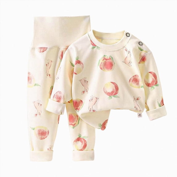 Leey-World Toddler Girl Pajama 1t 2t 3t 4t 5t 6t Cute High Waisted Set for and Winter Long Sleeved Separate Pajama Set for Home Use(Pink,1-2 Years)