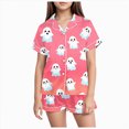 thumbnail image 1 of Leey-World Toddler Halloween Pajamas Girls Halloween Pajamas Sets Sleeping Pants Cute Print Home Short Sleeve Shorts Pajama Set Full Suit Clothes, 1 of 6
