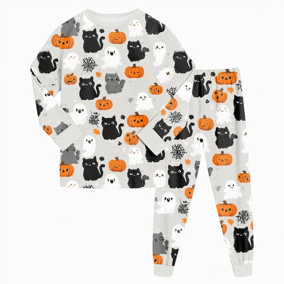 Leey-World Toddler Halloween Pjs Baby Boys Girls Pajama Set Kids Toddler Snug fit Basic Cotton Sleepwear pjs for Daily