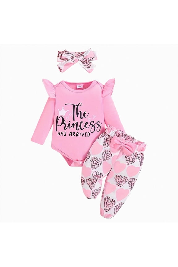 Toddler Outfit 3Pcs Baby Girl Outfits Set Long Sleeve T-Shirt Tops Flowers Pants with Headband(Pink,6-9 Months)