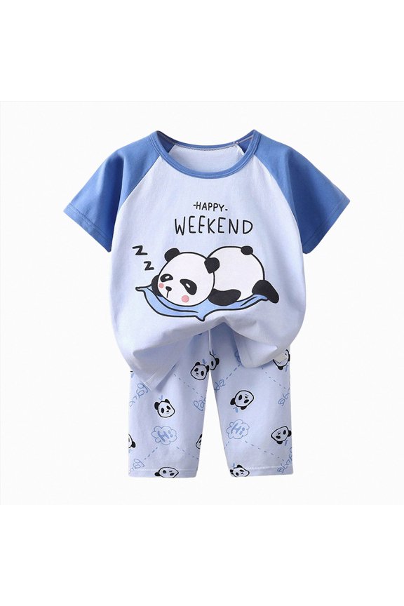 Toddler Pajamas Cartoon Tee Shorts Breathable Soft Cotton 2Pcs Daily Wear Gift Ready for 2t 3t 4t 5t 6t 7t Summer Pjs Kids(Light Purple,9-10 Years)