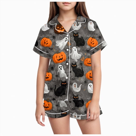 Leey-World Toddler Pajamas Satin Pajama Sets Girls Silk Button Down Short Sleeve & Short Sleepwear 2PCS Pjs for Girls 2T 3T 4T 5T 6T 7T 8T