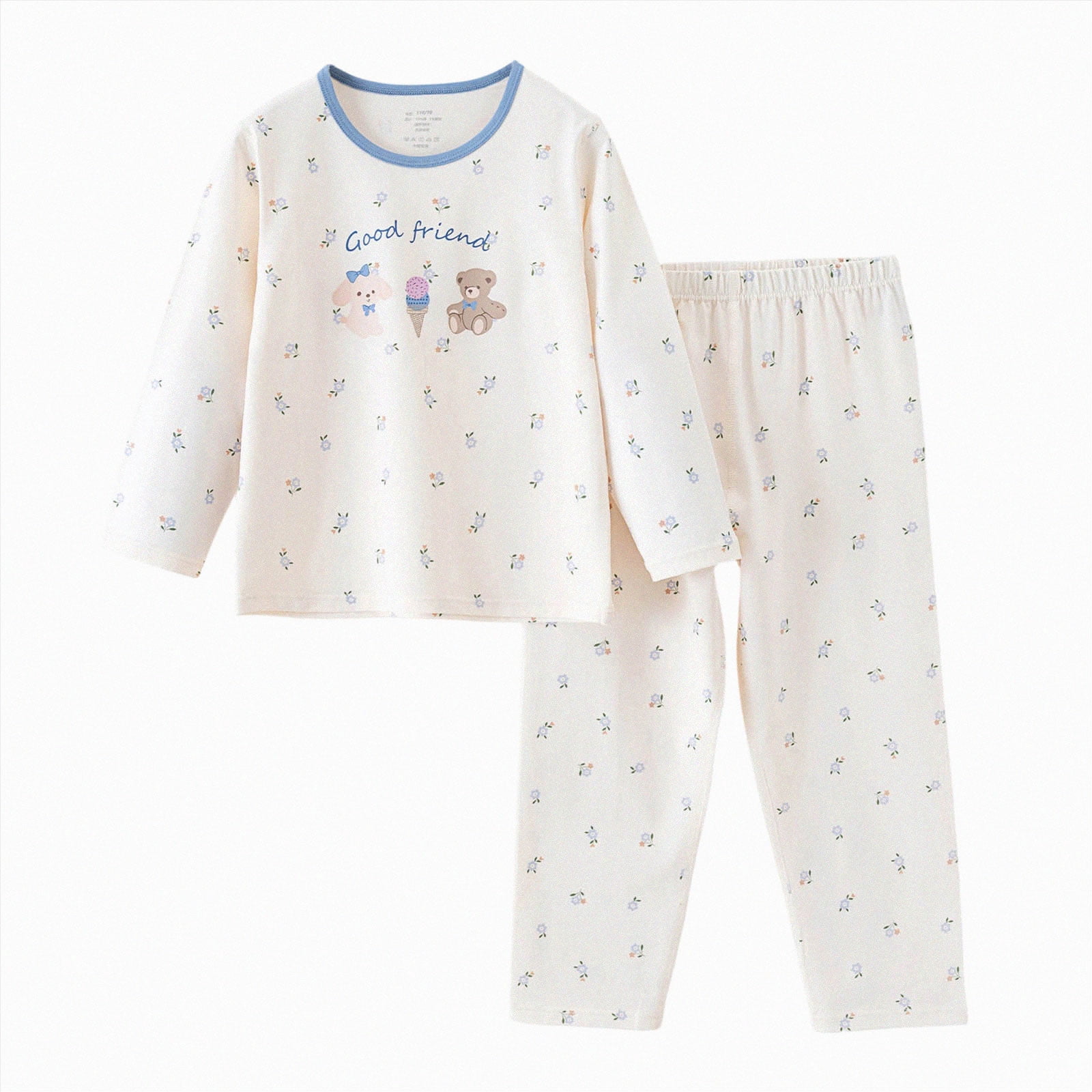 Leey-World Toddler Pijamas Girl 1t 2t 3t 4t 5t 6t Toddler Girls Kids Pajamas Pjs Long Sleeve Snug fit 12M-8Y 2pcs Soft Jammies(Beige,10-11 Years)