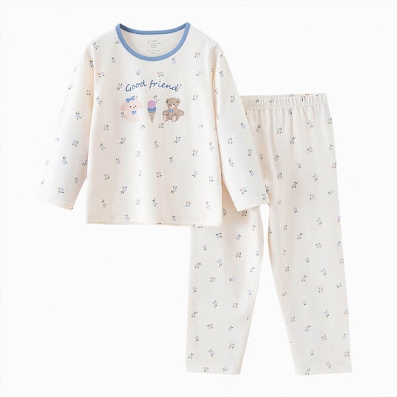 Leey-World Toddler Pijamas Girl 1t 2t 3t 4t 5t 6t Toddler Girls Kids Pajamas Pjs Long Sleeve Snug fit 12M-8Y 2pcs Soft Jammies(Beige,10-11 Years)