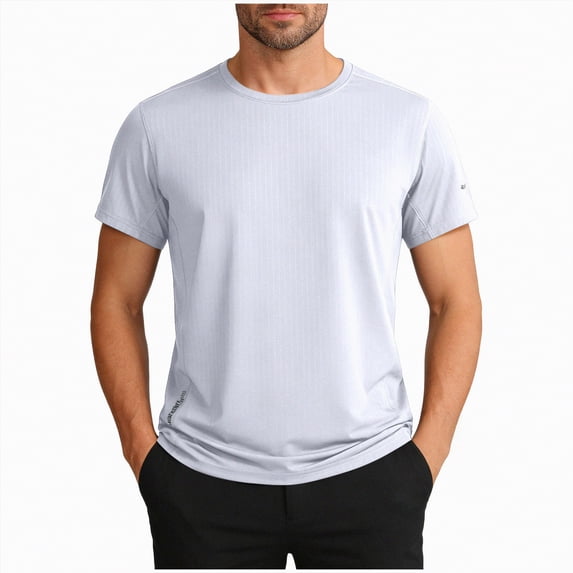 Leey-World Tshirt for Men Men's T-Shirts Short Sleeve Knit Shirts Casual Crewneck Ribbed Dress Tee Shirt(White,7XL)