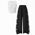 thumbnail image 1 of Leey-World Tween Girls Spring Fall Summer Clothes 2 Piece Outfit Set T-Shirt Top + Cargo Pants Teen Girl School Clothing Set Size 8-12Y(White,12-13 Years), 1 of 9