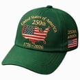 thumbnail image 1 of Leey-World USA 250th Anniversary Washed-Cotton Baseball Cap Patriotic Hat American 250 Year Merchandise for Men Women,Green, 1 of 3