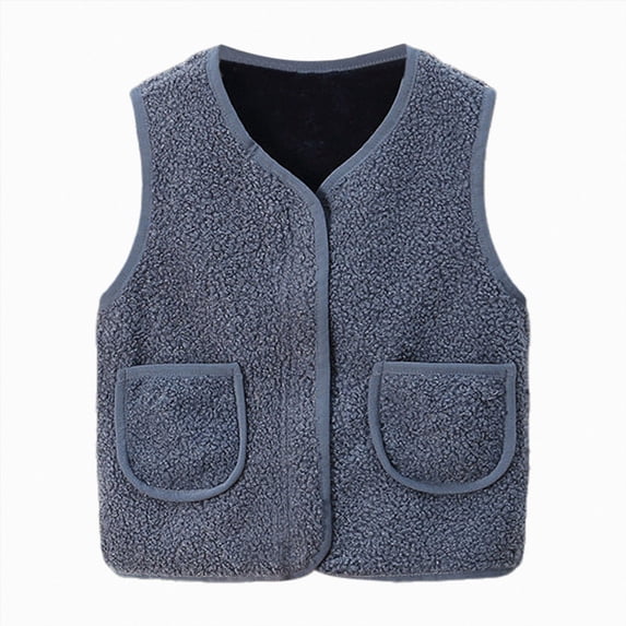 Leey-World Vest for Kids Sherpa Fleece Vest Lightweight Sleeveless Vest Waistcoat Outerwear with Pocket