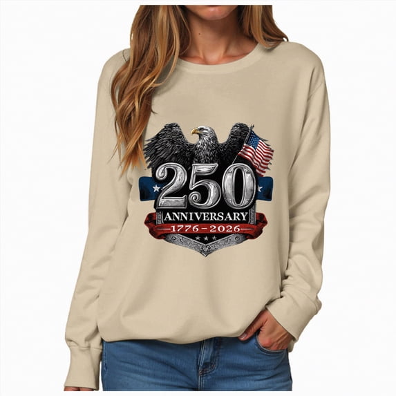 Leey-World Vintage 250 Years 1776-2026 250th Birthday 4th July T-Shirt 4th Of July Shirt(Beige,M)