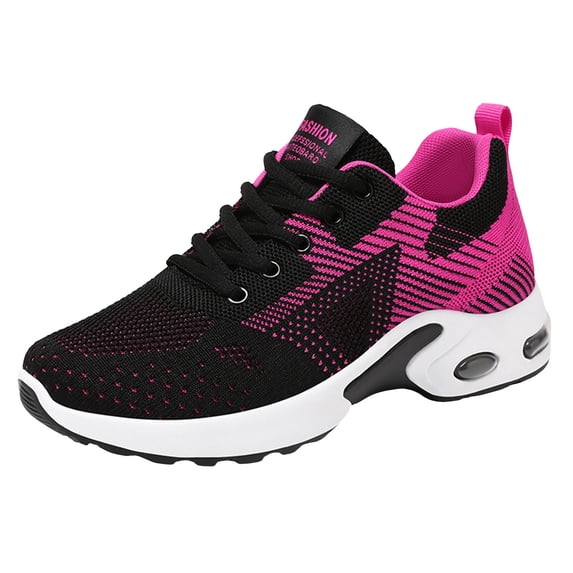 Leey-World Walking Shoes Women Women's Platform Casual Lace-Up Sneakers, Medium Width Womens Tennis Shoes(Hot Pink,8)
