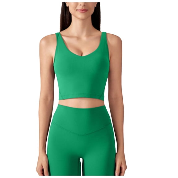 Leey-World Warners Bras for Women Wirefree Sports Bras for Women - Criss Cross Back Wireless Padded Yoga Workout Cami Top Dark Green,L