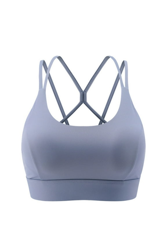 Warners Bras for Women Wirefree Sports Bras for Women - High Neck Padded Crop Workout Tank Top with Built in Pads Blue,2XL