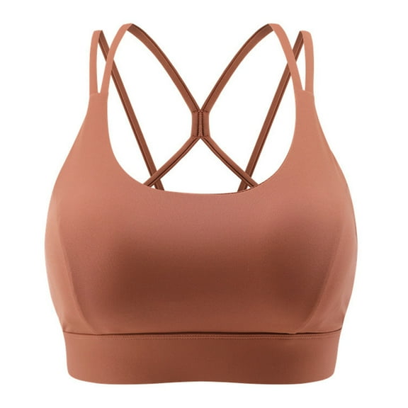 Leey-World Warners Bras for Women Wirefree Sports Bras for Women Removable Padded Yoga Tank Tops Sleeveless Fitness Workout Crop Tops Brown,S