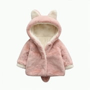 LEEY-WORLD Winter Jackets for Girls Toddler Winter Coat Fleece Zip up Hooded Bear Ears Warm Fuzzy Baby Kids Jacket Outerwear Sweater(Pink,2-3 Years)