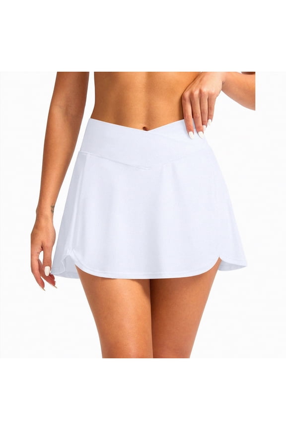 Women Bikini Bottoms Women's High Waisted Swim Skirt with Pocket Tummy Control Tankini Swimsuit Bathing Suit Bottoms for Women(White,XL)