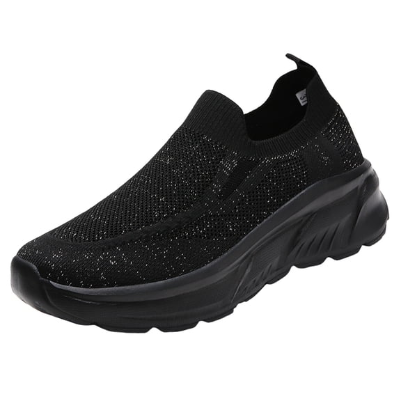 Leey-World Women Shoes Casual Platform Sneakers for Women Women's Scrunch Back Slip-On Sneaker, Wide Width Available Women'S Shoes(Black,8.5)