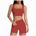 thumbnail image 1 of Leey-World Women Workout Sets Padded Sports Bra High Waisted Shorts Outfits(Red,M), 1 of 4