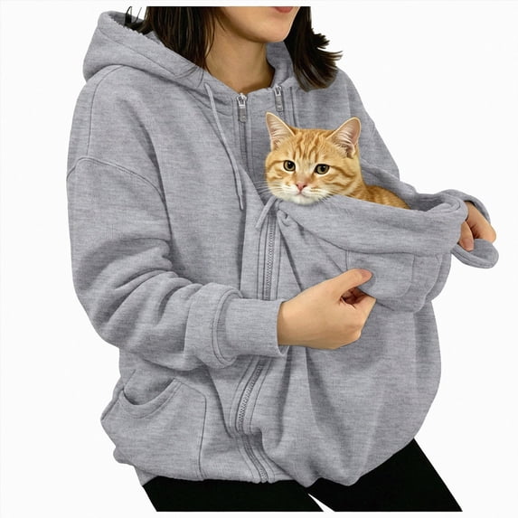 Leey-World Women Zip up Hoodie 2 in 1 Pet Wearing Jacket Maternity Winter Coat Thicken Kangaroo Sweatshirt Baby Wearing Outerwear