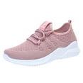 thumbnail image 1 of Leey-World Women’s Lace Detail Casual Sneakers – Elegant Ribbon Lace-Up Shoes with Memory Foam Walking Shoes Women(Pink,7), 1 of 7