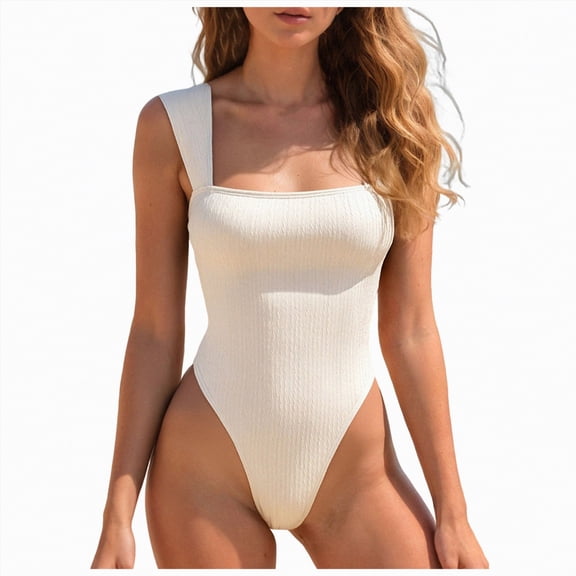 Leey-World Women's One Piece Swimsuit Tummy Control Ruched Bathing Suit Color Block Modest Sports Swimwear One Piece Swimsuit(White,XL)