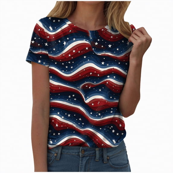 Leey-World Womens 250th Anniversary Usa Shirt USA Flag 4th of July Christian Faith T-Shirt(Navy,2XL)