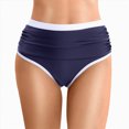 thumbnail image 1 of Leey-World Womens Bikini Bottoms Trends High Waisted Bikini Bottoms Ruched Tummy Control Swimsuits Bottoms Sexy Swim Bottom Bathing Suits for Women(Navy,4XL), 1 of 9