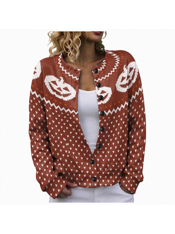 Womens Cardigan Sweaters for Halloween Long Sleeve Lightweight Knit Cardigans for Womens Fall Spring Casual Tops