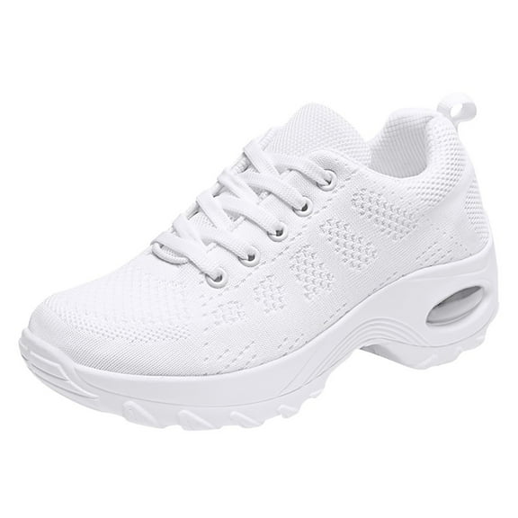 Leey-World Womens Golf Shoes Women's Platform Casual Lace-Up Sneakers, Medium Width(White,6)
