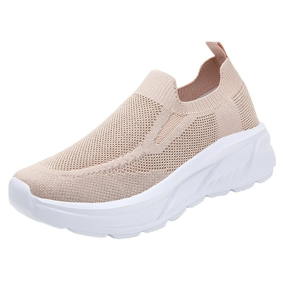 Leey-World Womens Golf Shoes Women's Platform Casual Lace-Up Sneakers, Medium Width Wide Toe Box Shoes Women(Light Pink,9.5)