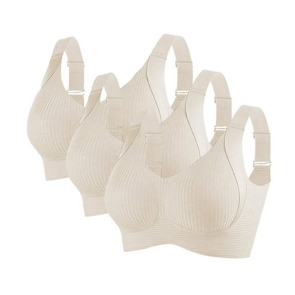 Leey-World Womens Wireless Bras V Mesh Comfortable Bralette Supportive Tshirt Bra No Underwire Seamless Push Up Everyday Bras Sports Bras for Women Khaki,M