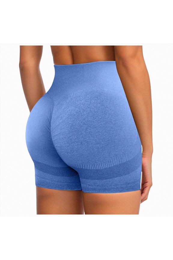 Workout Gym Shorts Women Scrunch Butt Lifting Seamless High Waist Yoga Booty Shorts for Women(Blue,S)
