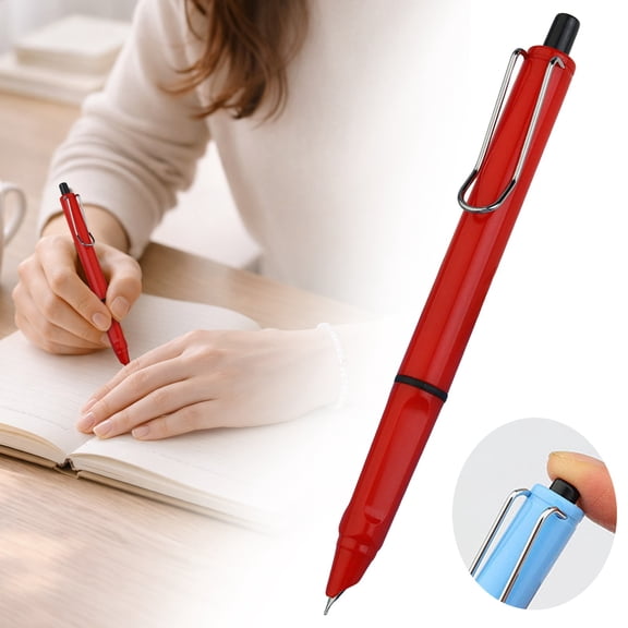 Leeye 0.38mm Retractable Fountain Pen with Converter, Press Fine Nib Refillable Ink Pen, Smooth Writing Fountain Pen for Students & Office, Red