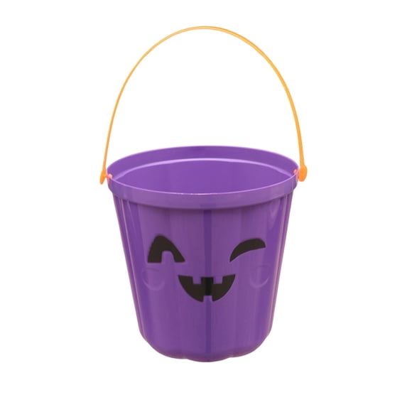 Leeye 18cm Halloween Pumpkin Candy Bucket, Handheld Trick or Treat Container with Handle, Pumpkin Jar for Candy Storage and Party Favors, Purple