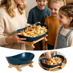 Leeye 2 Tier Oval Candy Tray Stand, Tiered Fruit Bowl Organizer for Kitchen Counter, Party Dessert Serving Display for Snacks Nuts, Black 9.8 inches