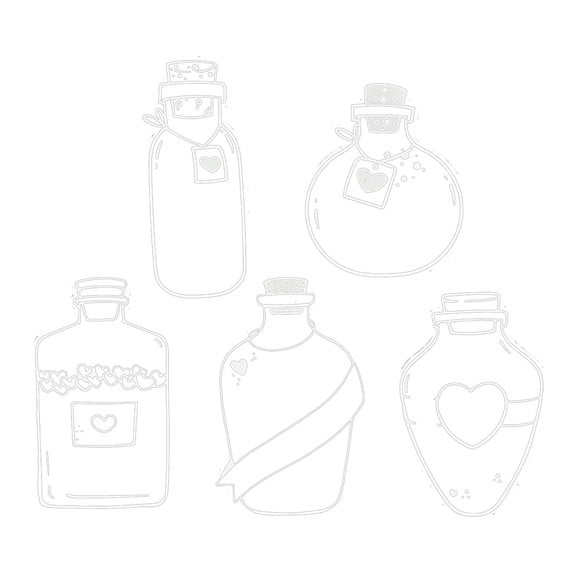 Leeye 20-Pack Heart Wish Bottle Dried Flower DIY Transparent Bookmark Stickers, Self-Adhesive Pressed Flower Craft Kit, 4.7in