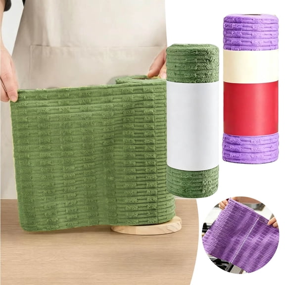 Leeye 20 Sheet Reusable Cleaning Cloth Roll, Small Tear Off Dish Wipes for Kitchen, Highly Absorbent Washable Paper Towel Alternative, Compact Size, Green 7.9x7.9x1.6 inches