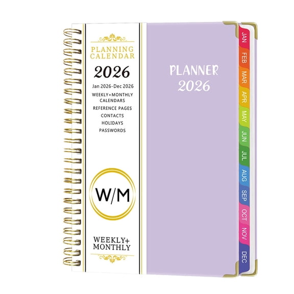 Leeye 2026 Weekly & Monthly Planner Notebook, Floral Date Book with Daily Schedule, 15-Minute Increment Organizer, Purple