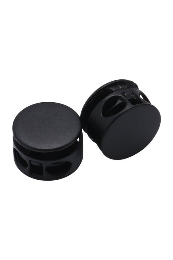 50 Pack Metal Double Hole Drawstring Spring Stopper, Round Cord Lock Toggle for Hoodies, Backpacks, Shoes, Clothing Drawstring Fastener, Black