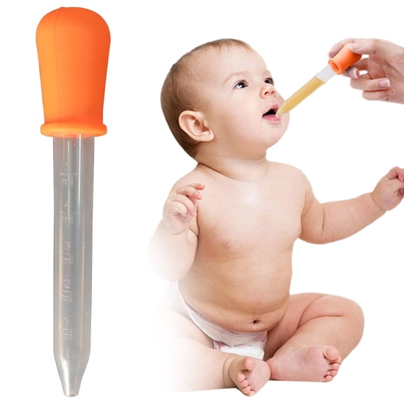 Leeye 5ml Silicone Baby Liquid Feeding Dropper Graduated Pipette Medicine Dispensing Tool Home Supply Reusable Safe Oral Syringe Orange