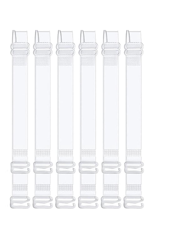6 Pairs Clear Adjustable Bra Straps, Non- Invisible Replacement Shoulder Straps with Metal Hooks for Strapless Dresses &